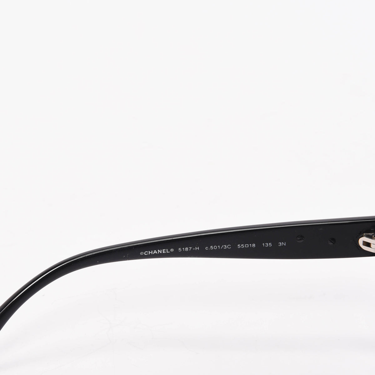 Chanel Black Acetate Camellia Round Sunglasses