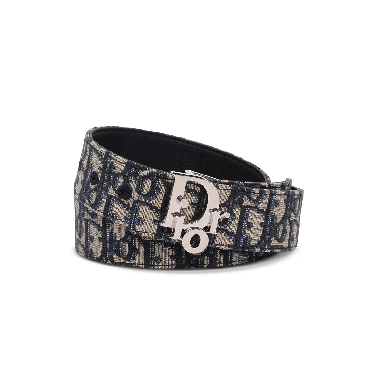 Dior Homme Navy Oblique Jacquard Reversible Belt