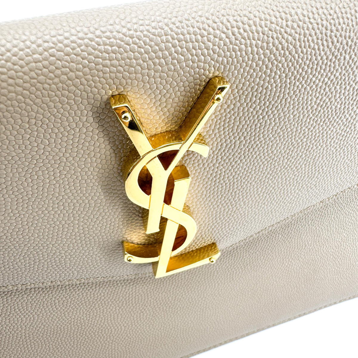 Saint Laurent Beige Grain De Poudre Uptown Clutch