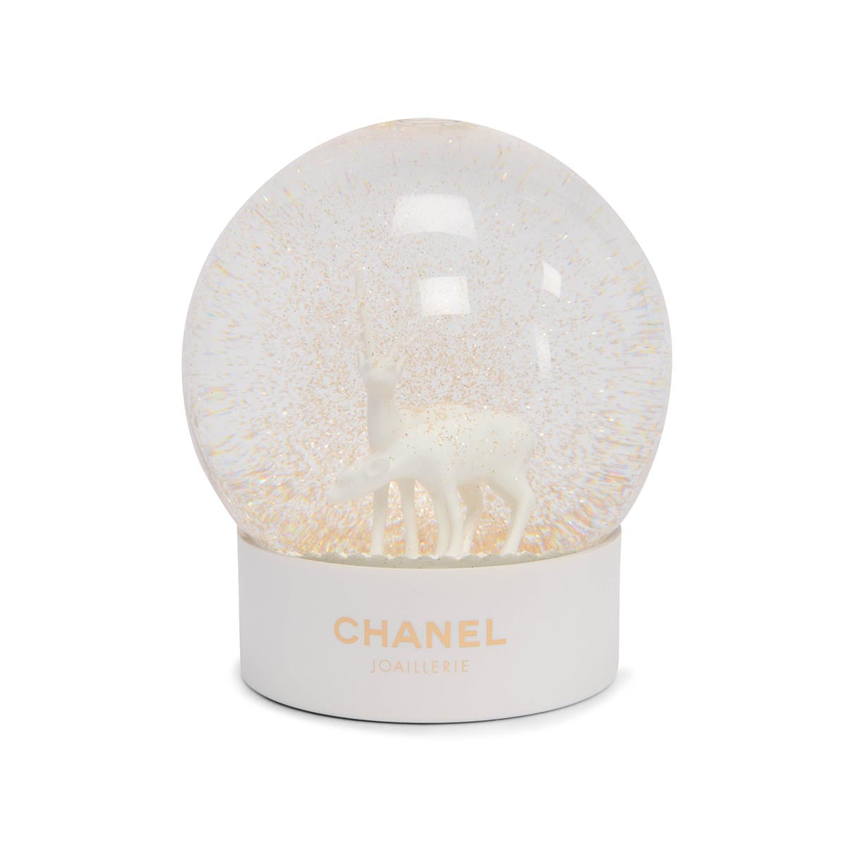 Chanel White Joaillerie Christmas Reindeer Snow Globe