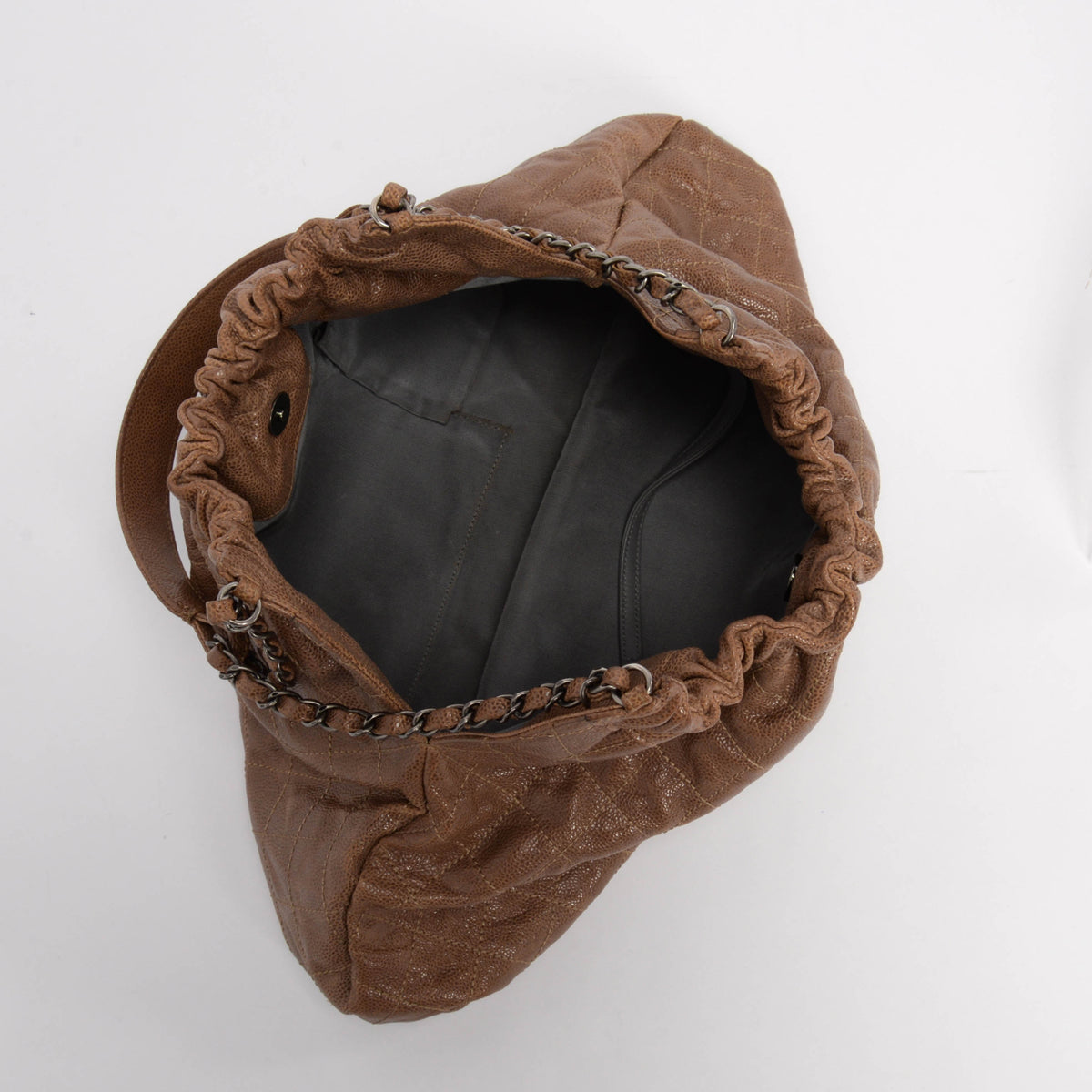 Chanel Brown Quilted Caviar Large Elastic CC Shoulder Bag