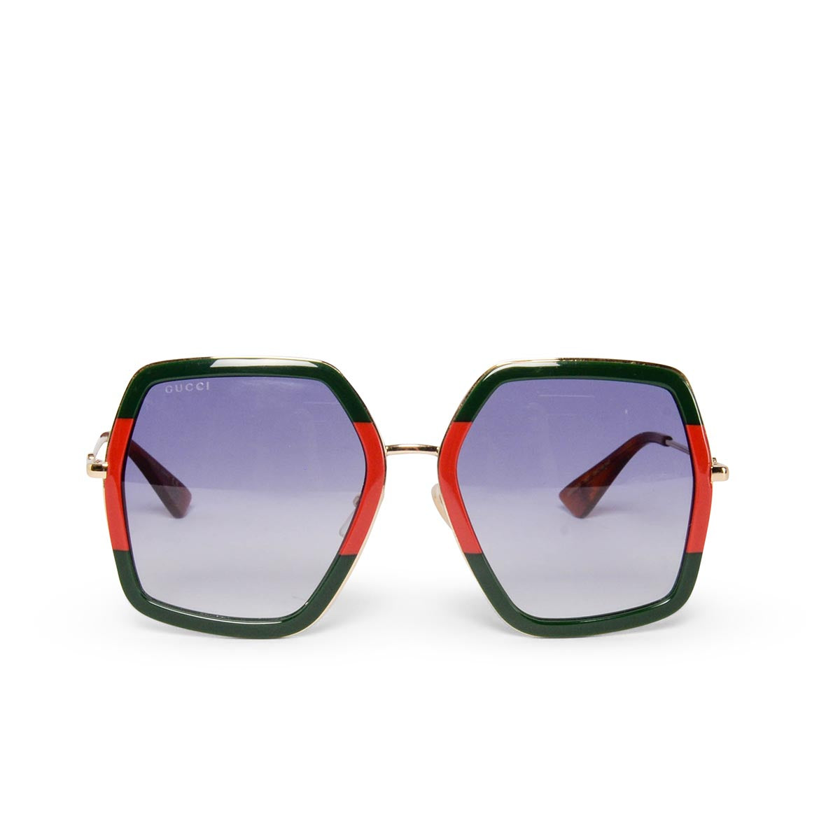 Gucci Red & Green Square Frame Sunglasses