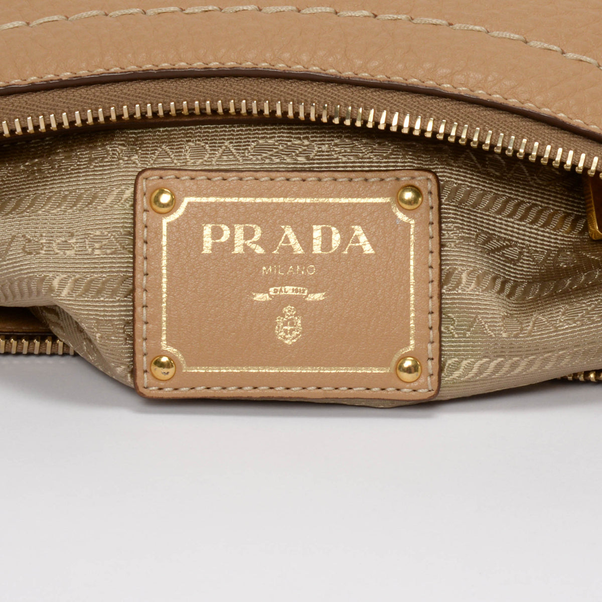 Prada Beige Grained Calfskin Vitello Daino Bag