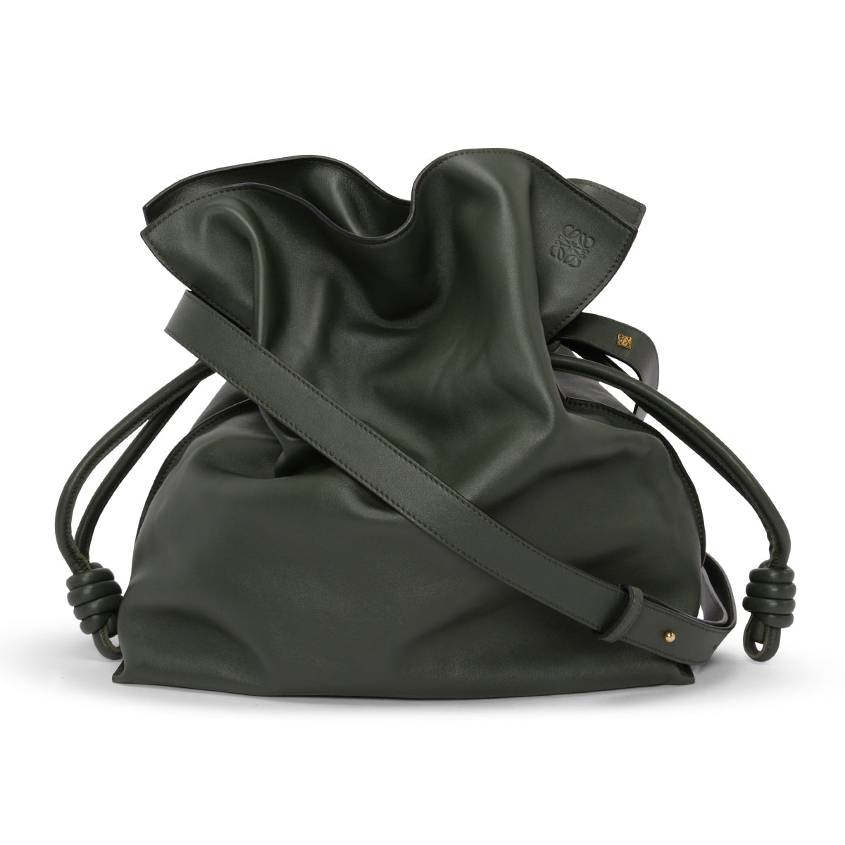 Loewe Vintage Khaki Nappa Calfskin Large Flamenco Clutch