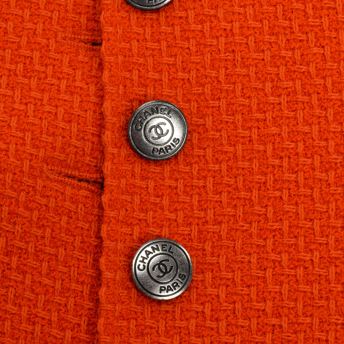 Chanel Orange Tweed Single Breasted Jacket FR 38