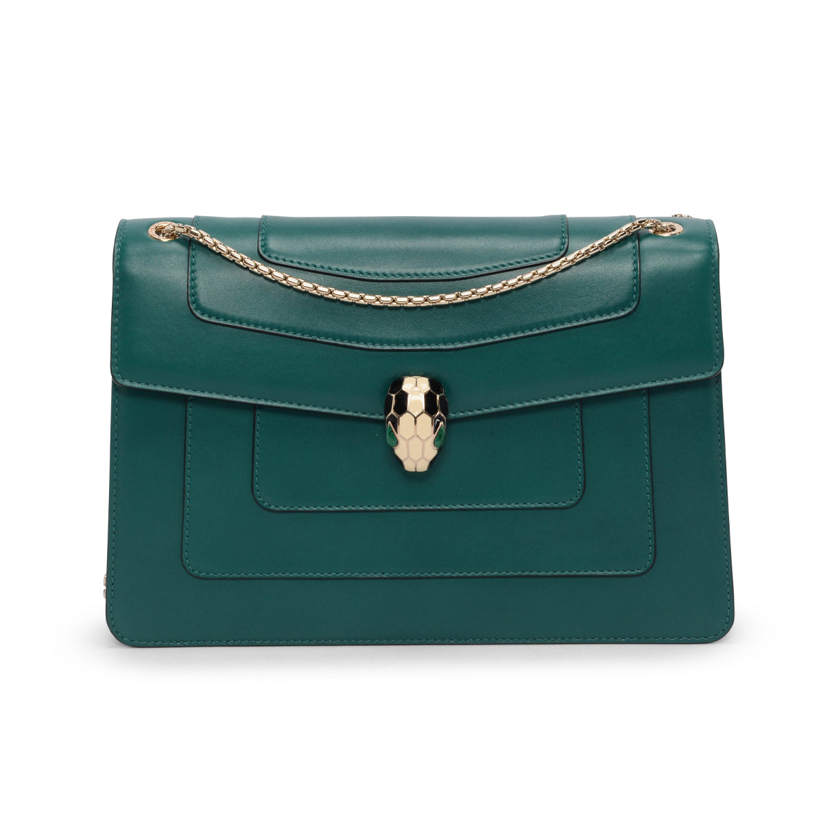 Bulgari Emerald Calfskin Medium Serpenti Forever Bag