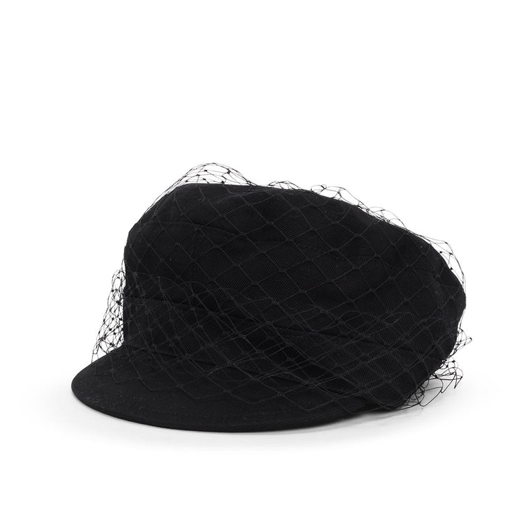 Dior Black Cotton Arty Cap With Veil
