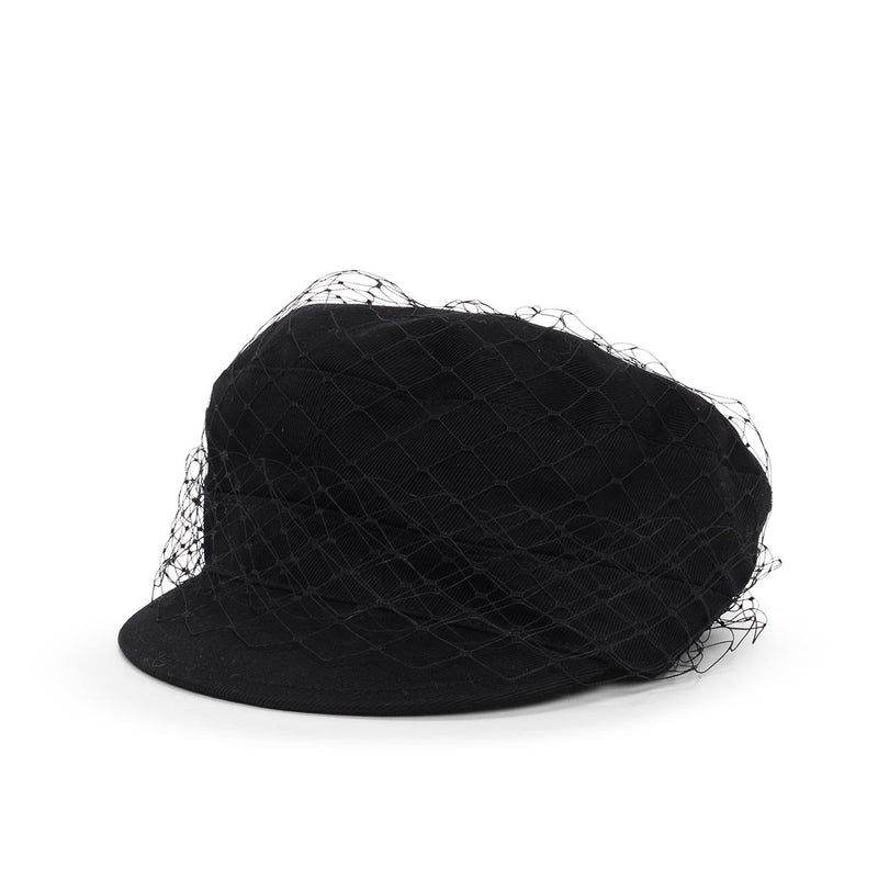 Dior Black Cotton Arty Cap With Veil - Blue Spinach