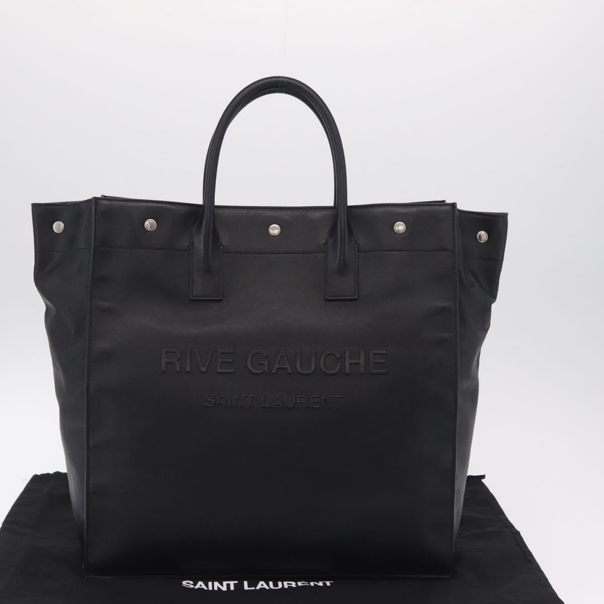 Saint Laurent Black Embossed Leather Rive Gauche Shopper Tote