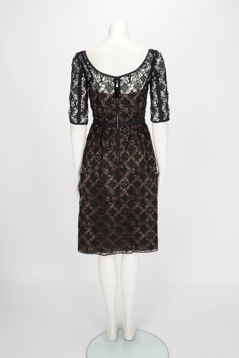 Louis Vuitton Black Monogram Lace Dress FR 40