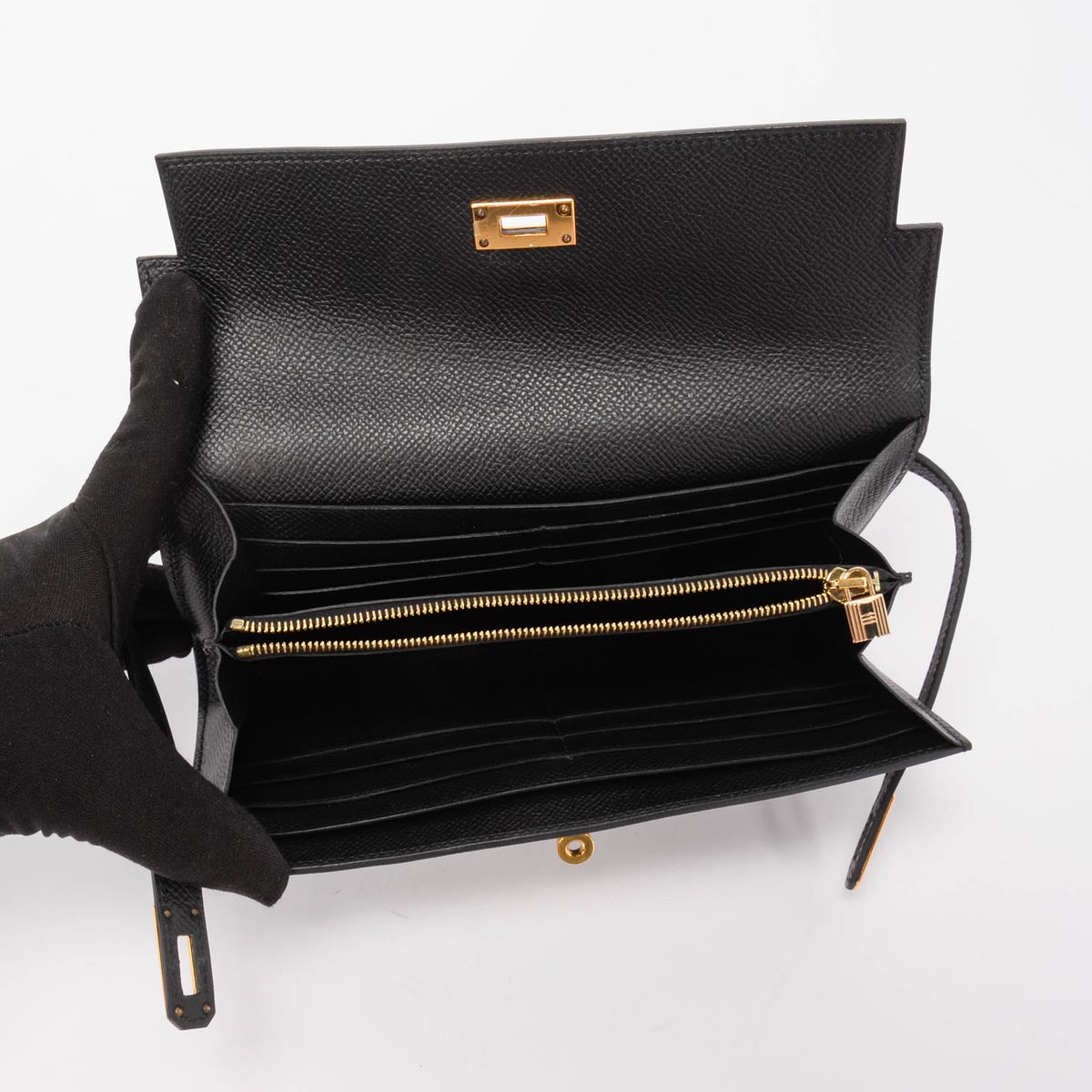 Hermes Black Epsom Kelly Long Wallet