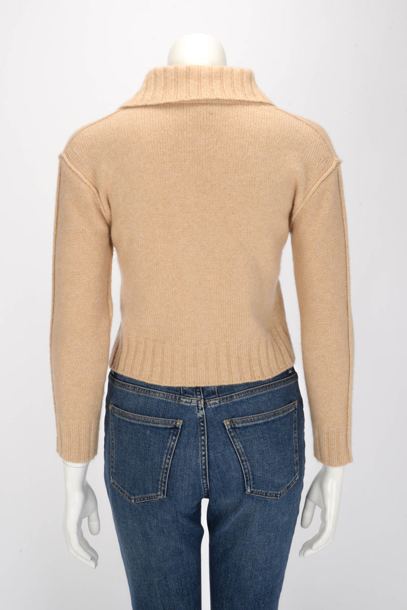 Louis Vuitton Beige Cashmere Monogram Button Sweater XS