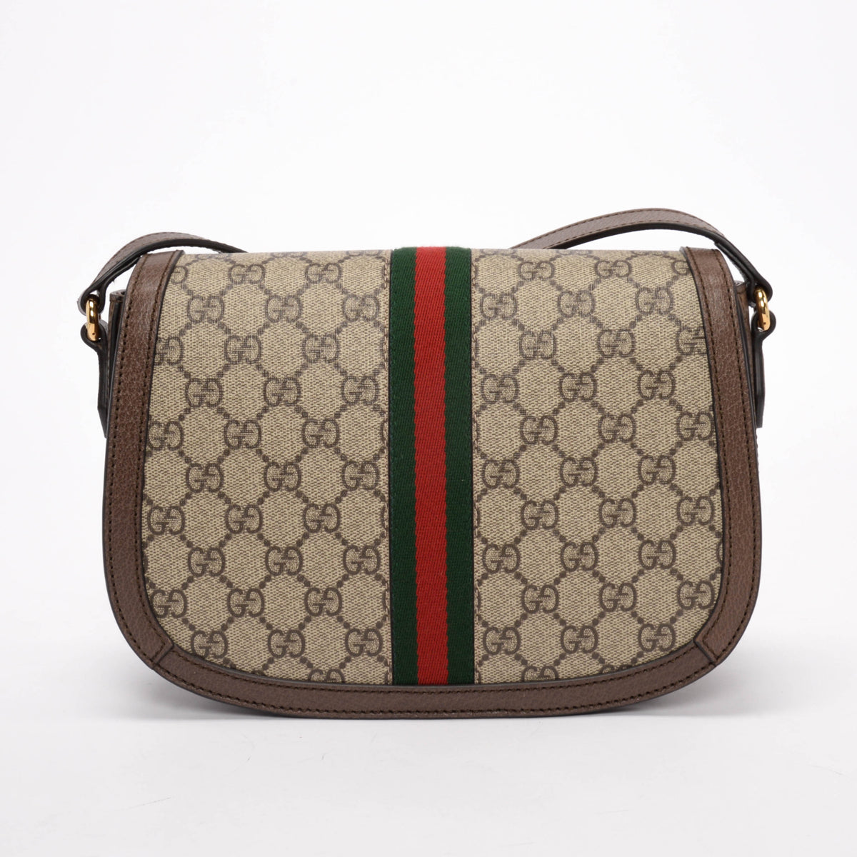 Gucci Brown GG Supreme Ophidia Small Flap Bag