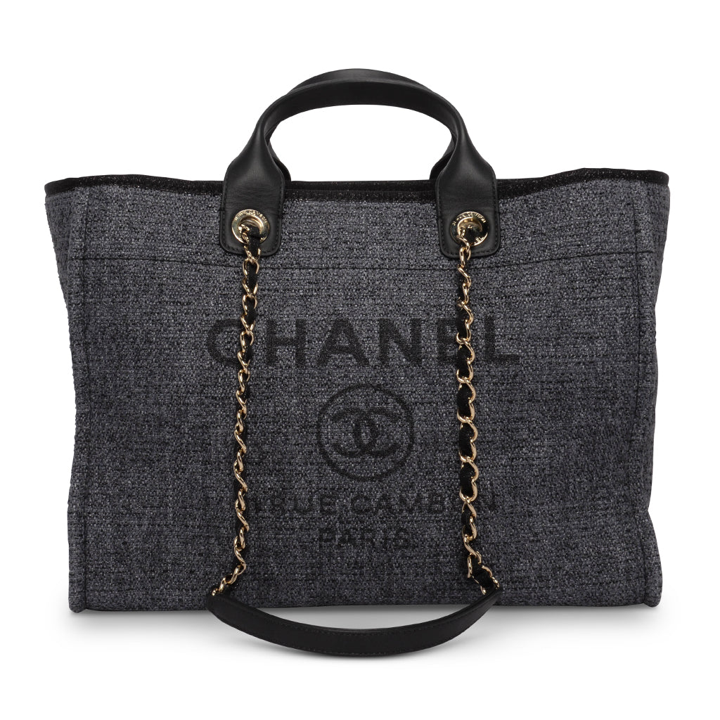 Chanel Blue Glitter Tweed Medium Deauville Tote