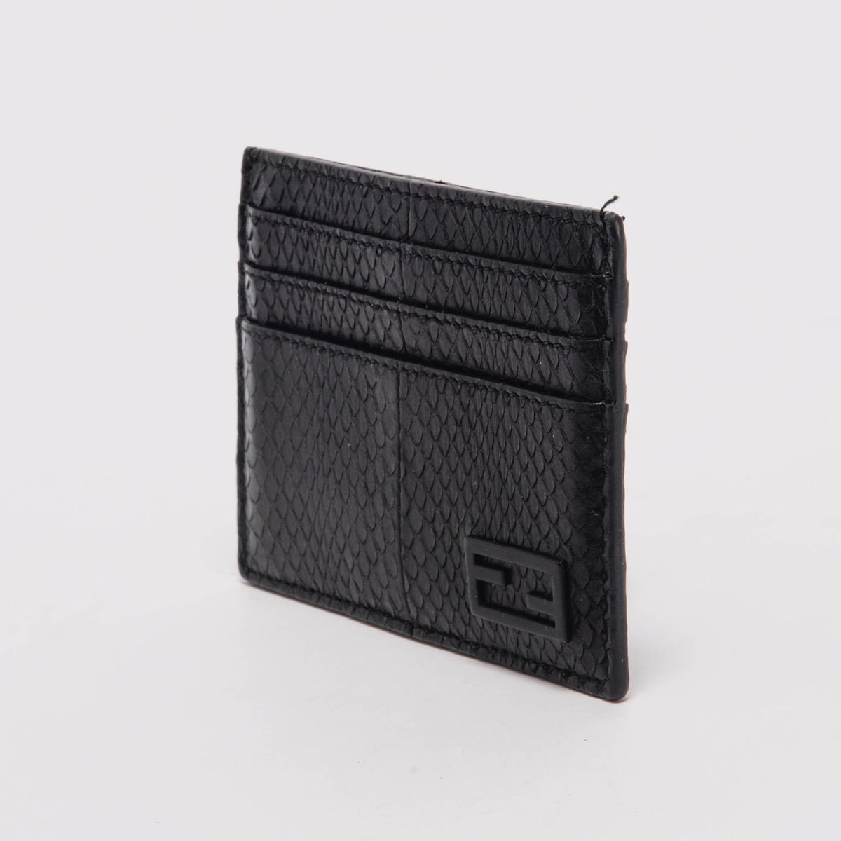 Fendi Black Snakeskin FF Card Holder