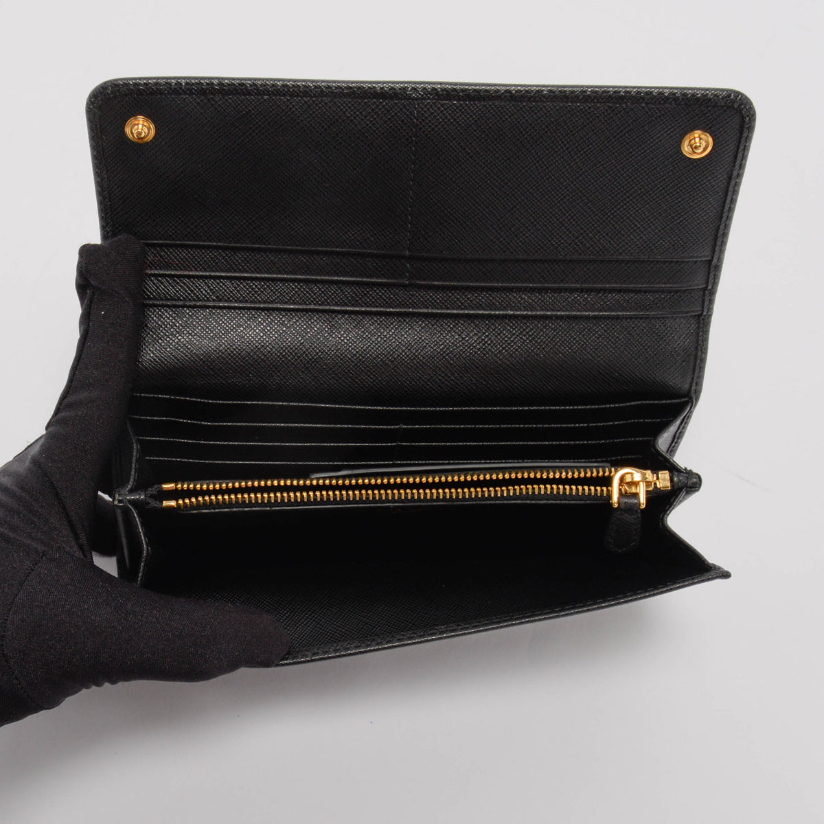Prada Black Saffiano Leather Continental Wallet