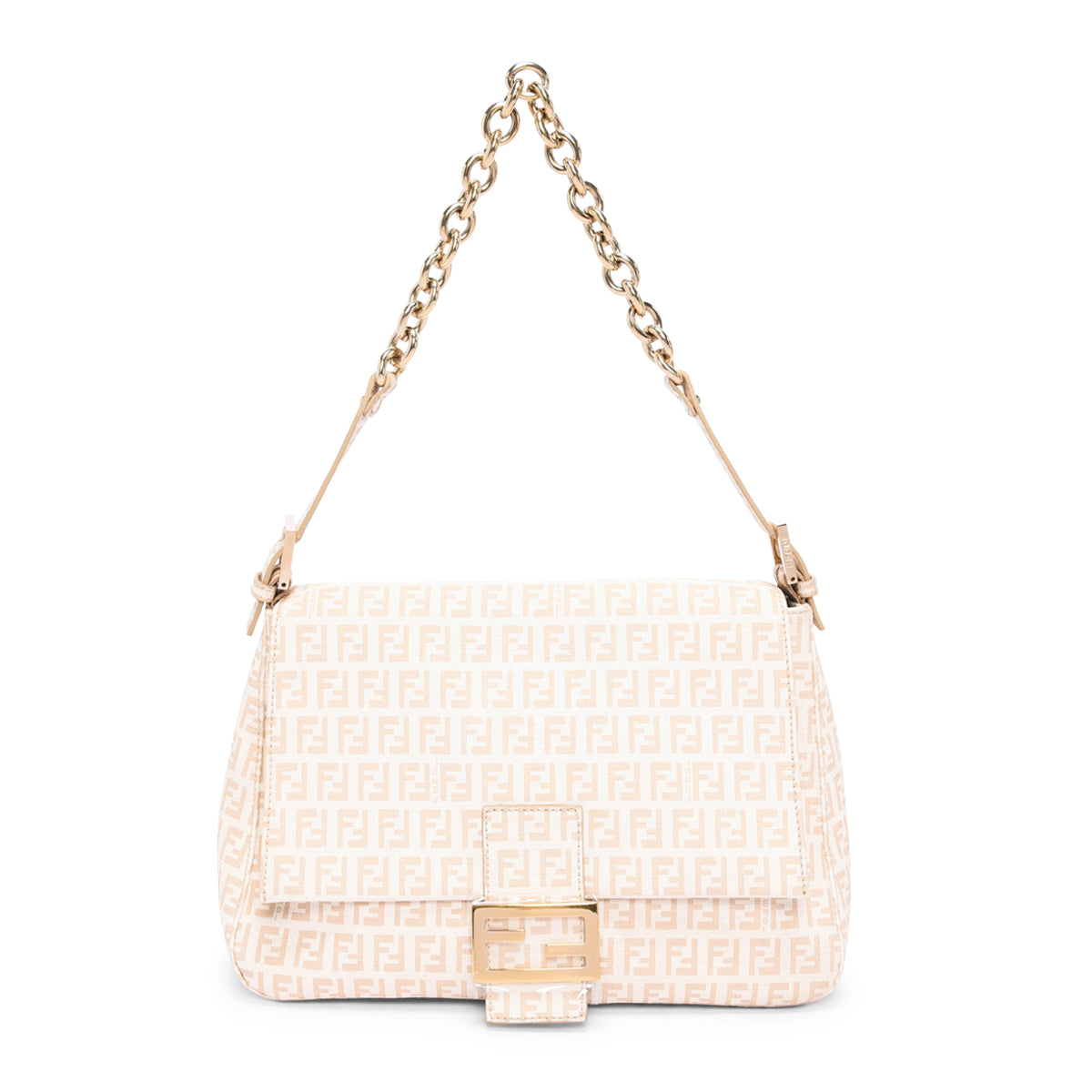 Fendi White Zucchino Canvas Mamma Baguette Bag
