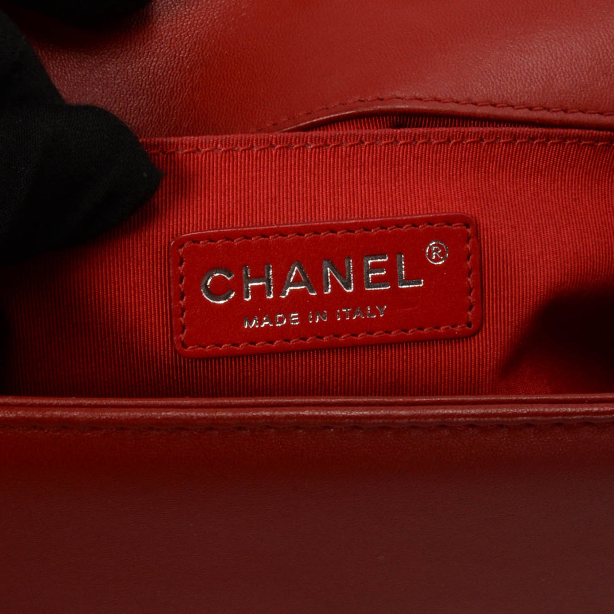 Chanel Black & Red Quilted Lambskin Medium Boy Bag