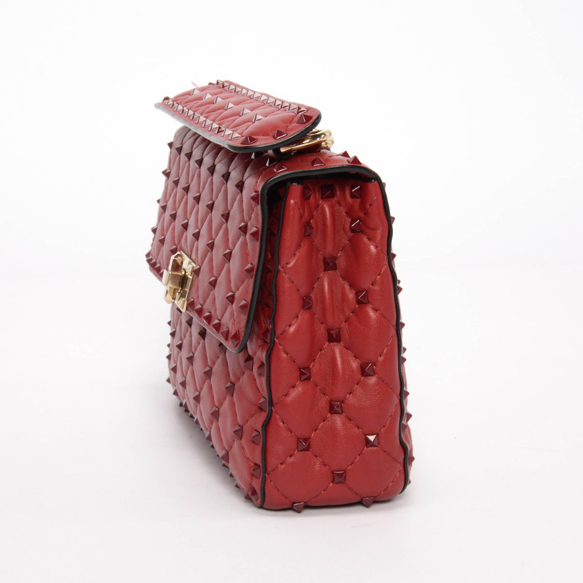 Valentino Red Calfskin Medium Rockstud On Love Bag
