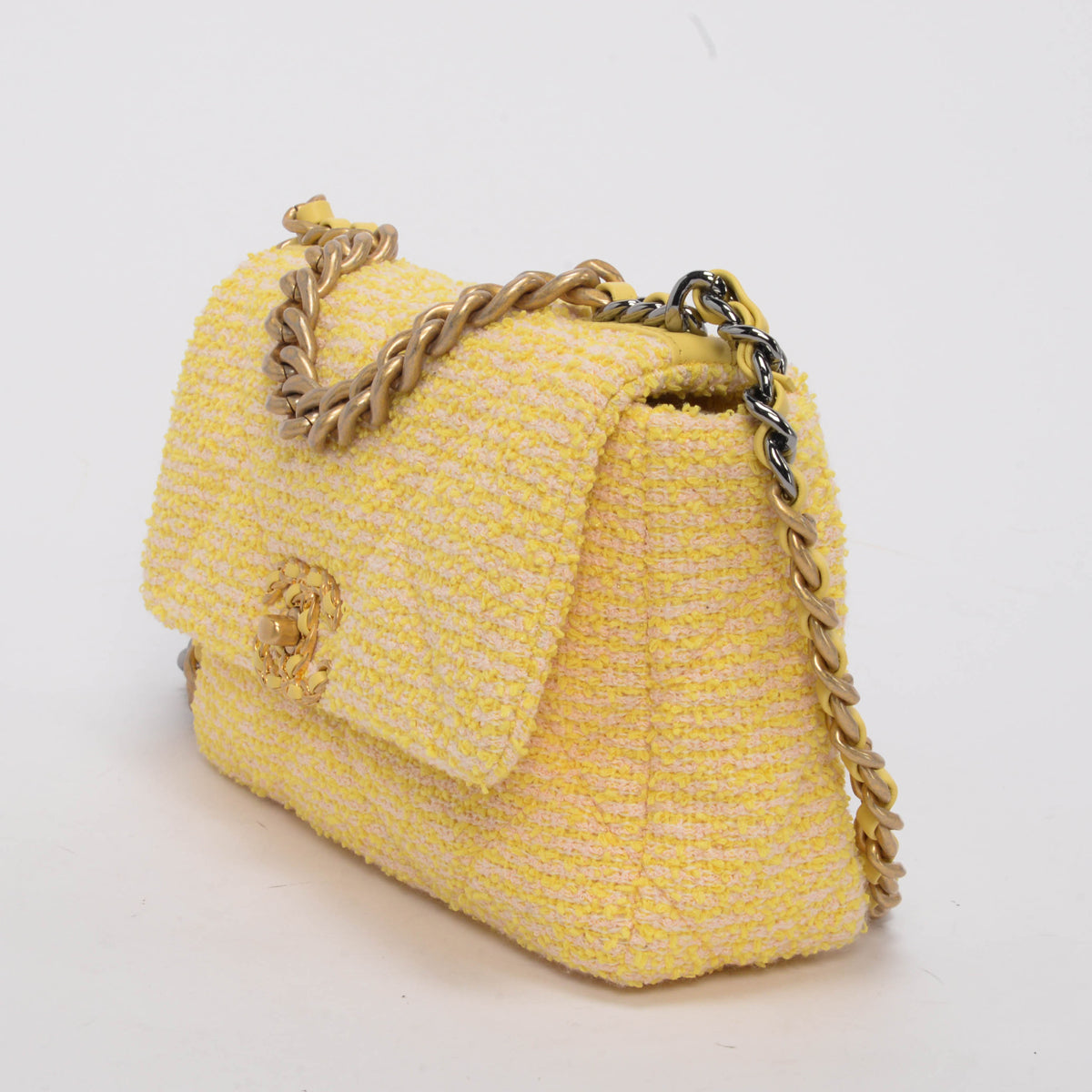 Chanel Yellow Tweed Medium Chanel 19 Shoulder Bag