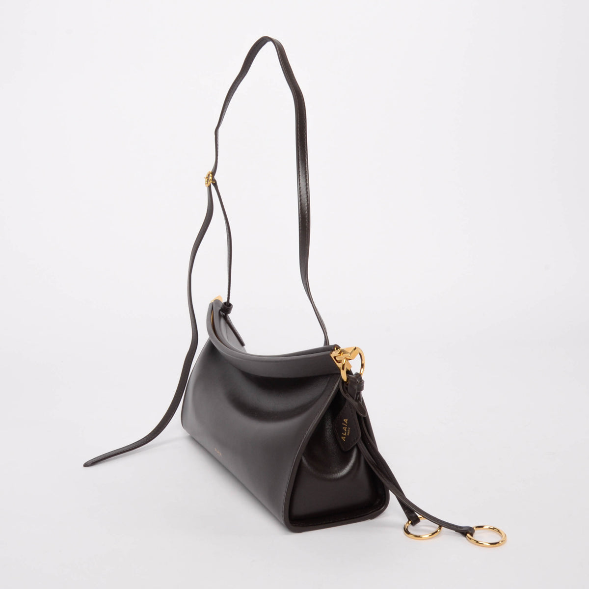 Alaia Dark Brown Calfskin Le Click East West Medium Bag