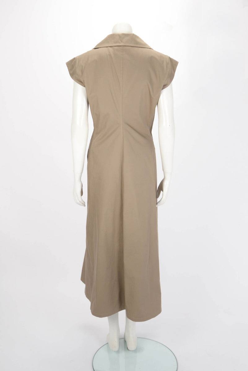 Dior Dark Beige Cotton Gabardine Sleeveless Dress FR 42