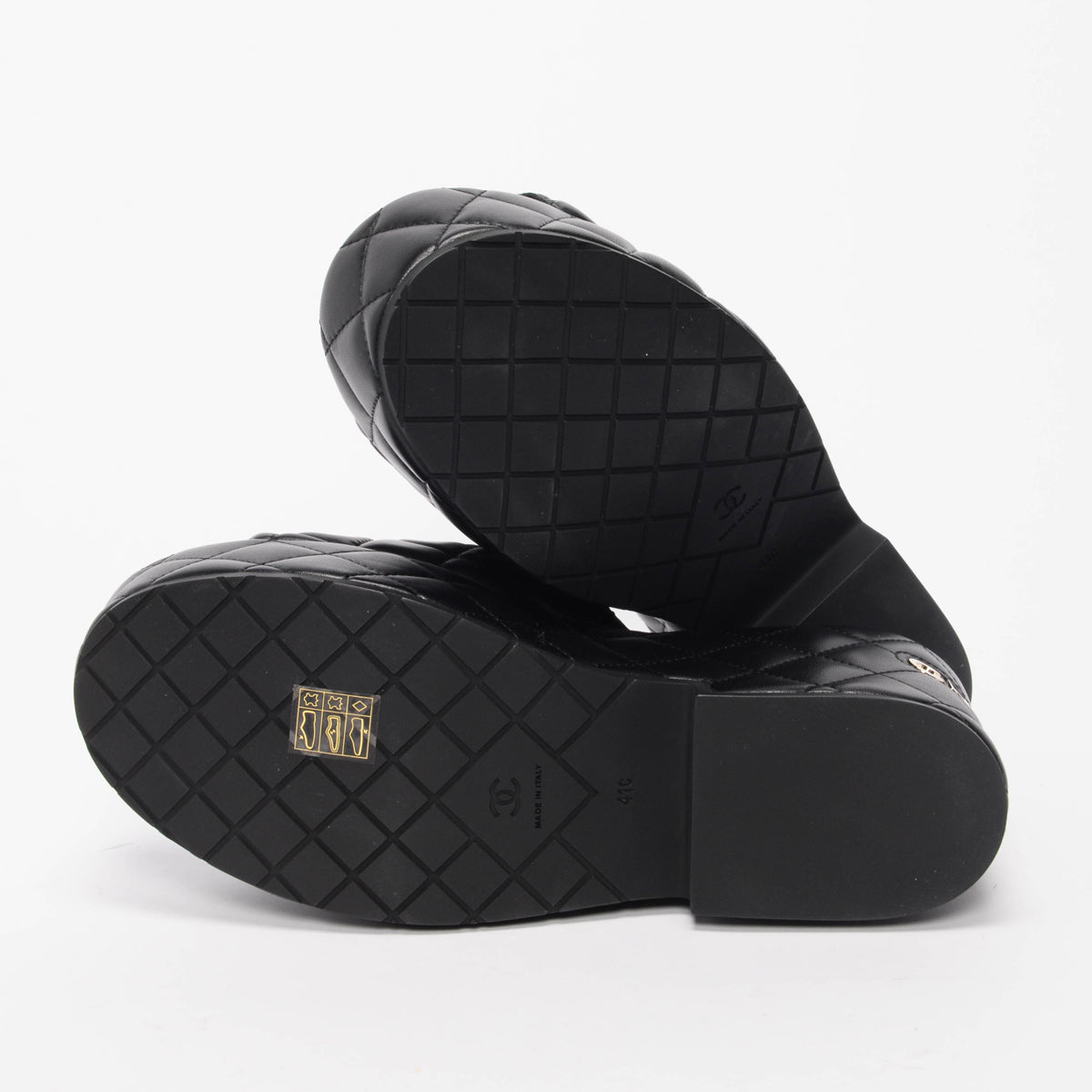 Chanel Black Quilted Lambskin Platform Sandals 41