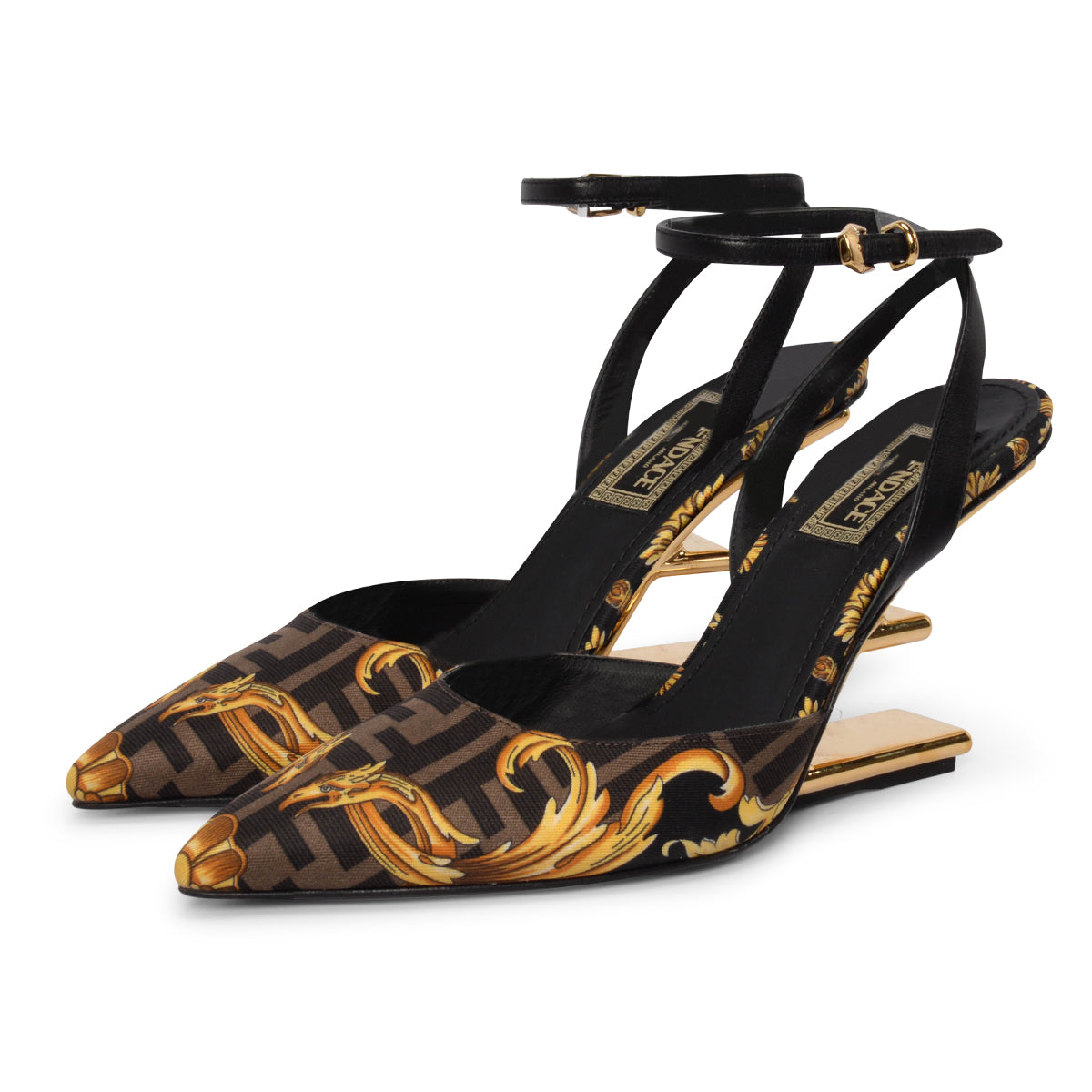 Fendace Tobacco Printed Slingback Pumps 36