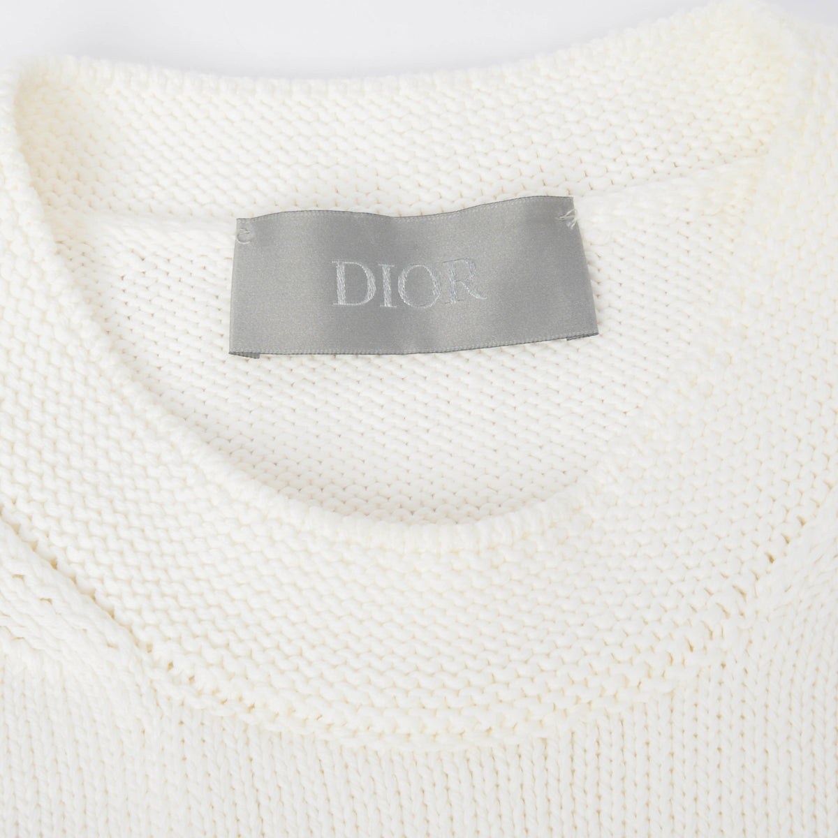 Dior White Cotton Knit Charleston Wolf Sweater L