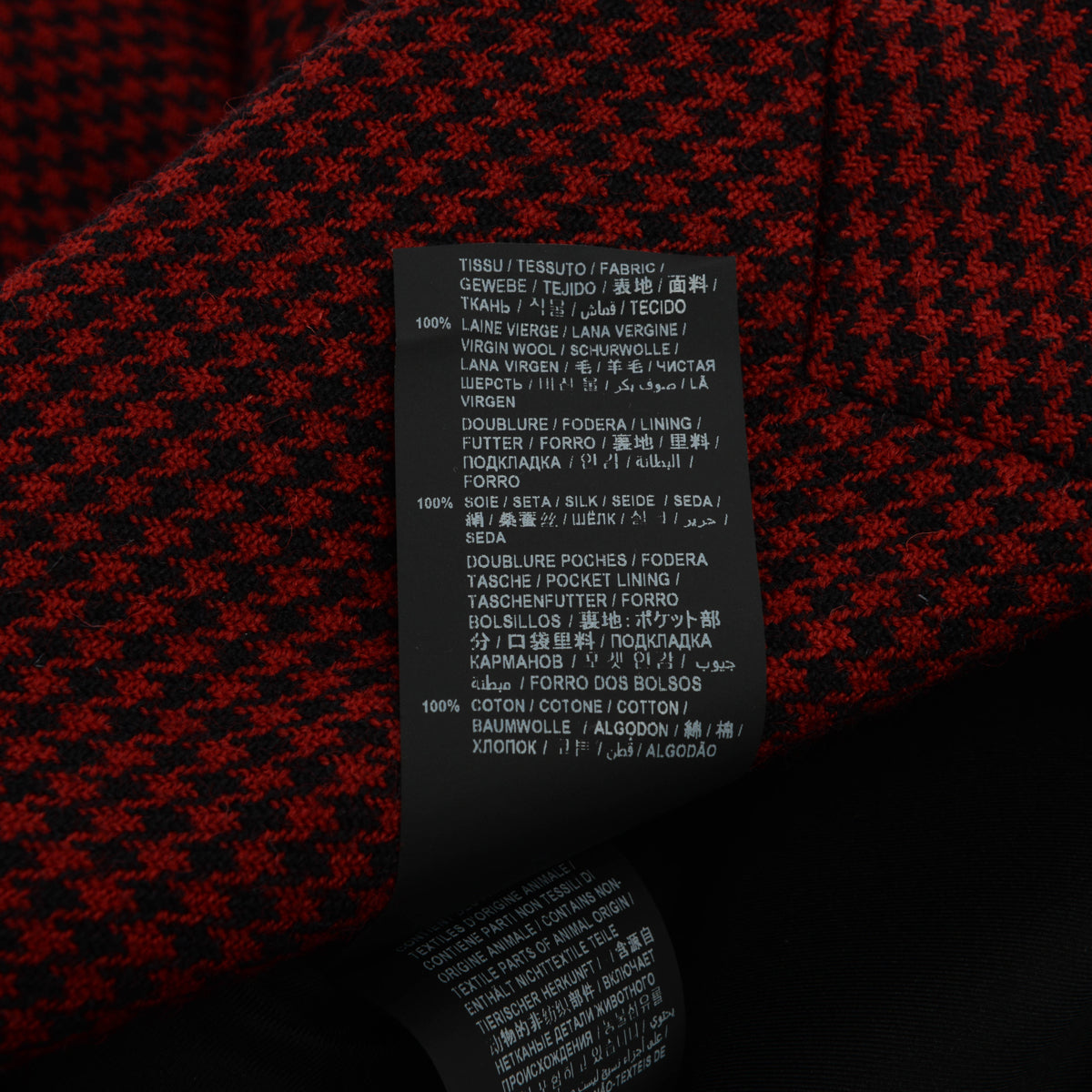 Saint Laurent Red & Black Wool Houndstooth Blazer FR 36