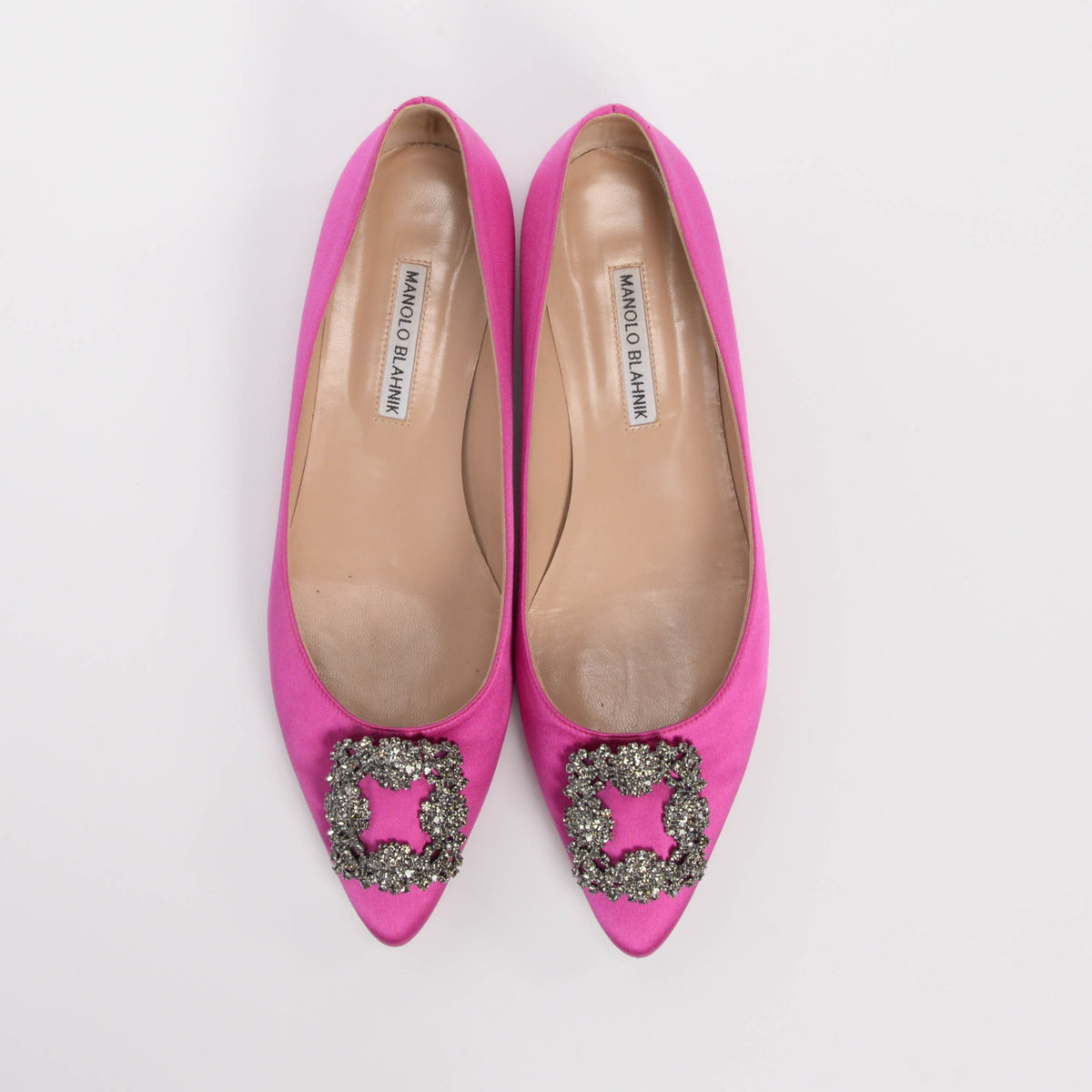 Manolo Blahnik Pink Satin Hangisi Flats 41