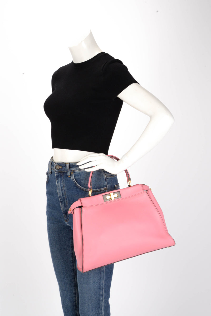 Fendi Pink Calfskin Medium Peekaboo Bag