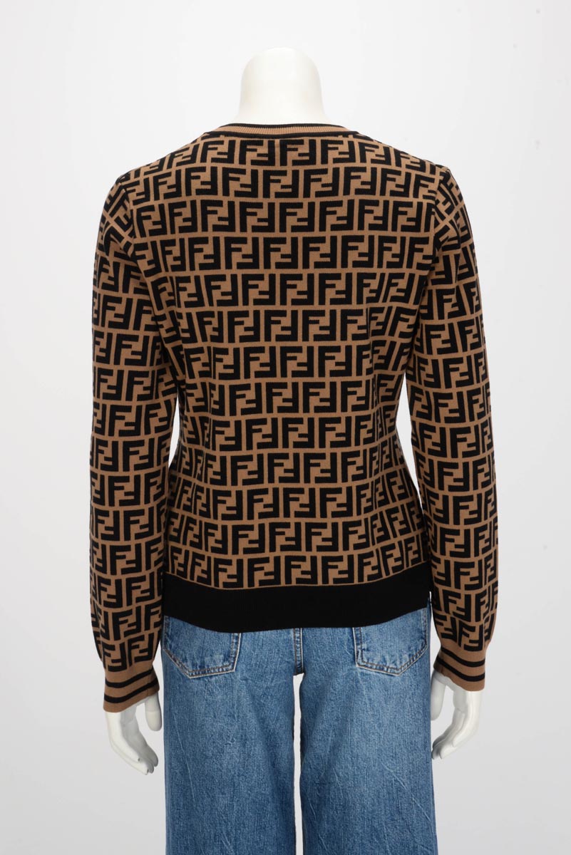 Fendi Tobacco Knit FF Motif Sweater IT 46