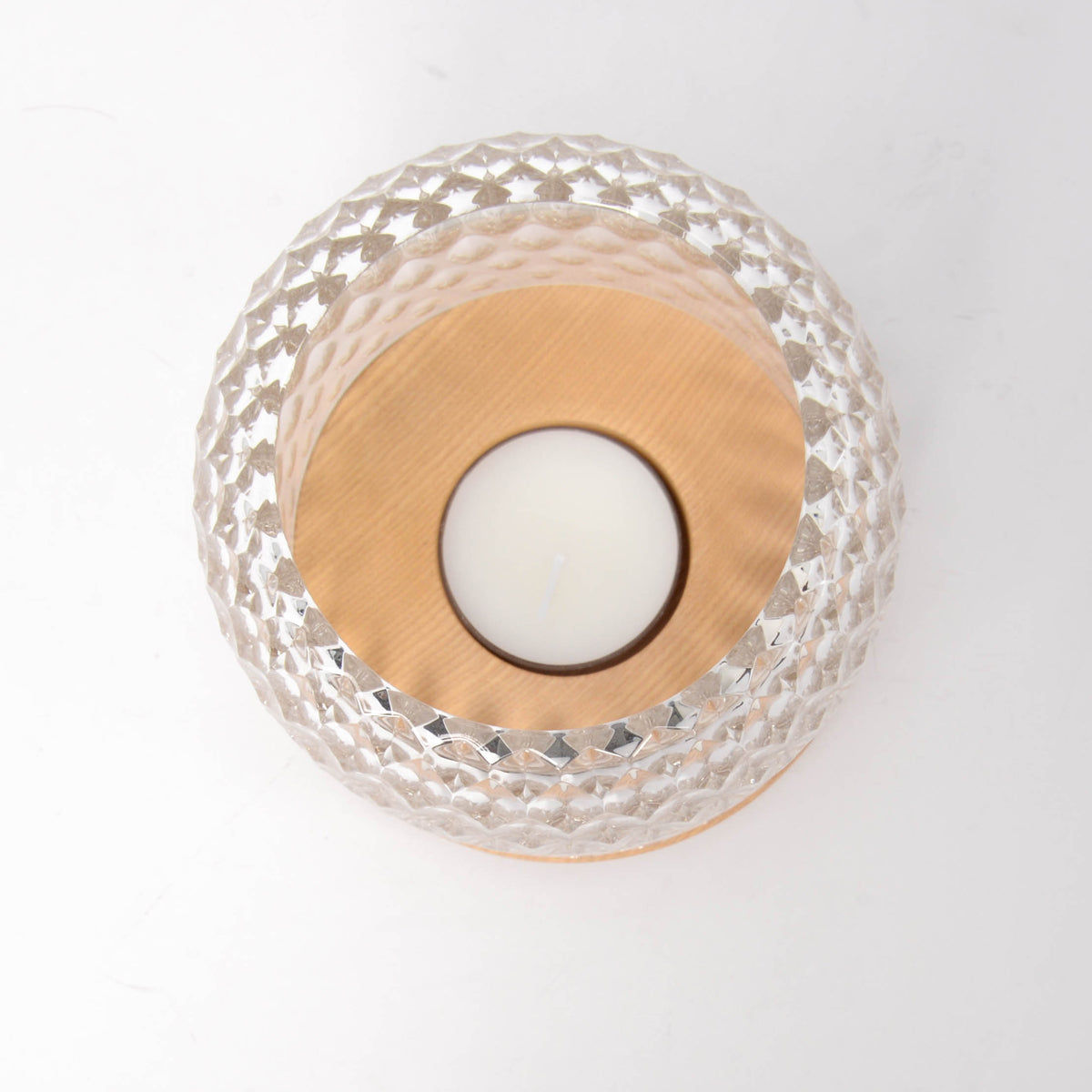 St Louis Crystal & Clear Wood Large Folia Photophore