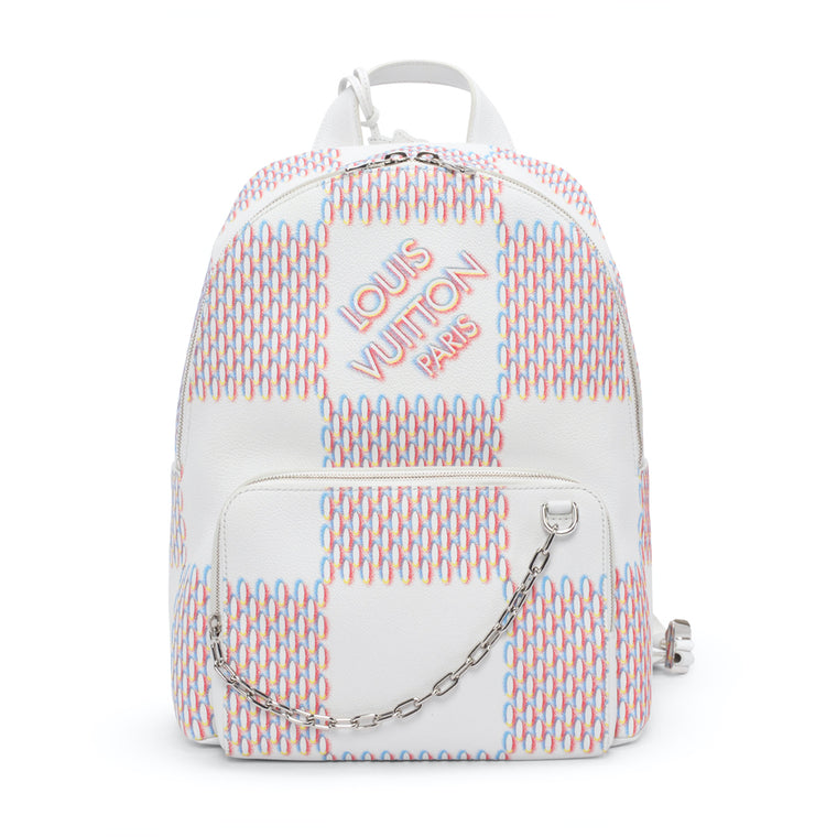 Louis Vuitton White Damier Spray Leather Racer Backpack