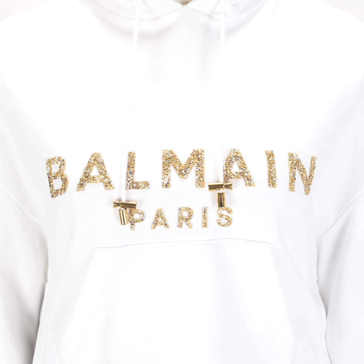 Balmain White Cotton Logo Hooded Sweater S