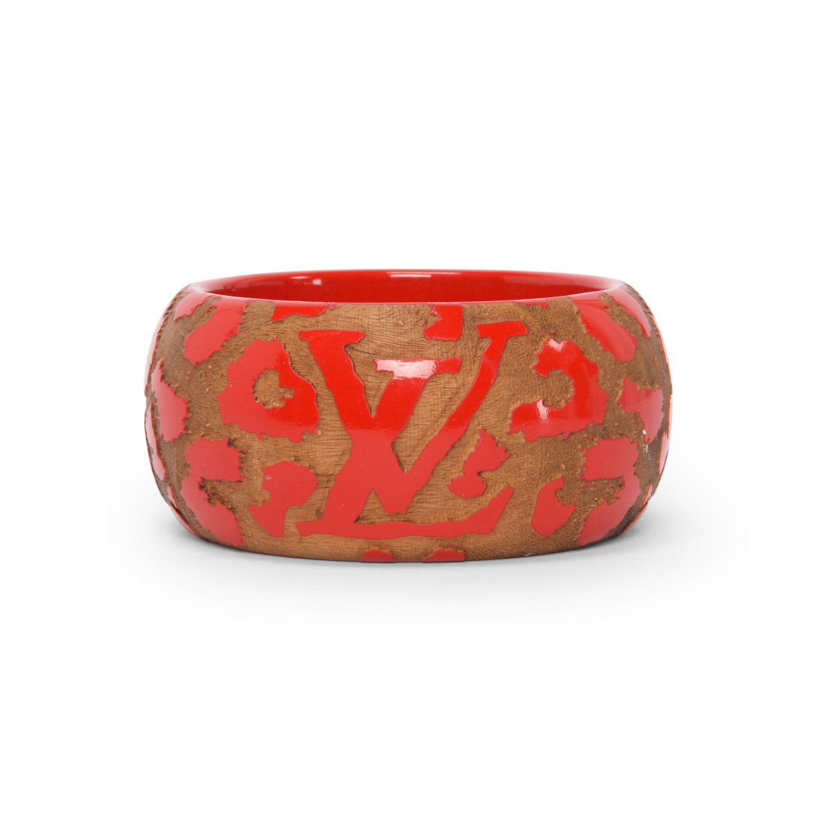 Louis Vuitton Red Lacquered Wood Leomonogram Bangle