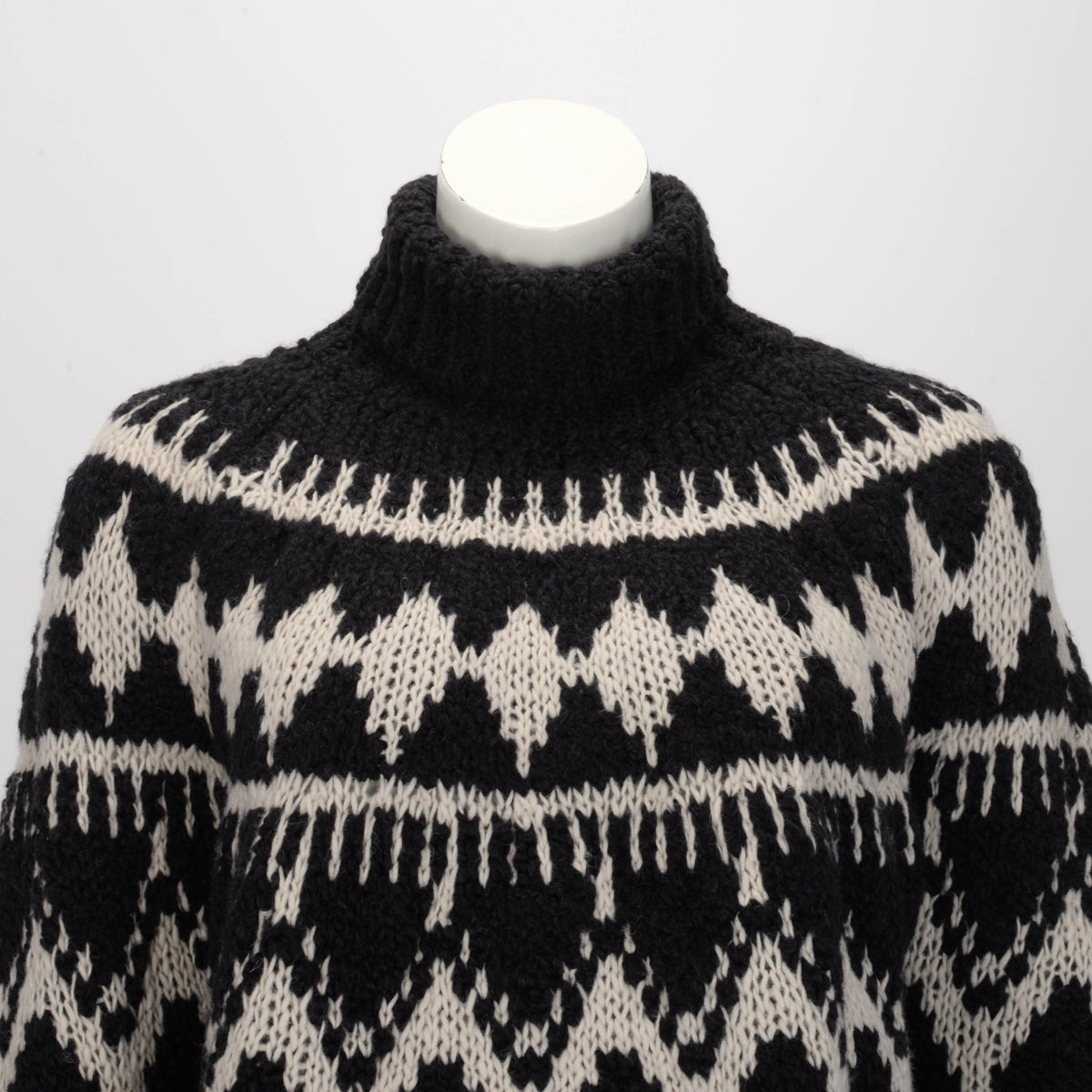 Dior Black & Ecru Knit DiorAlps Turtleneck Sweater FR 40