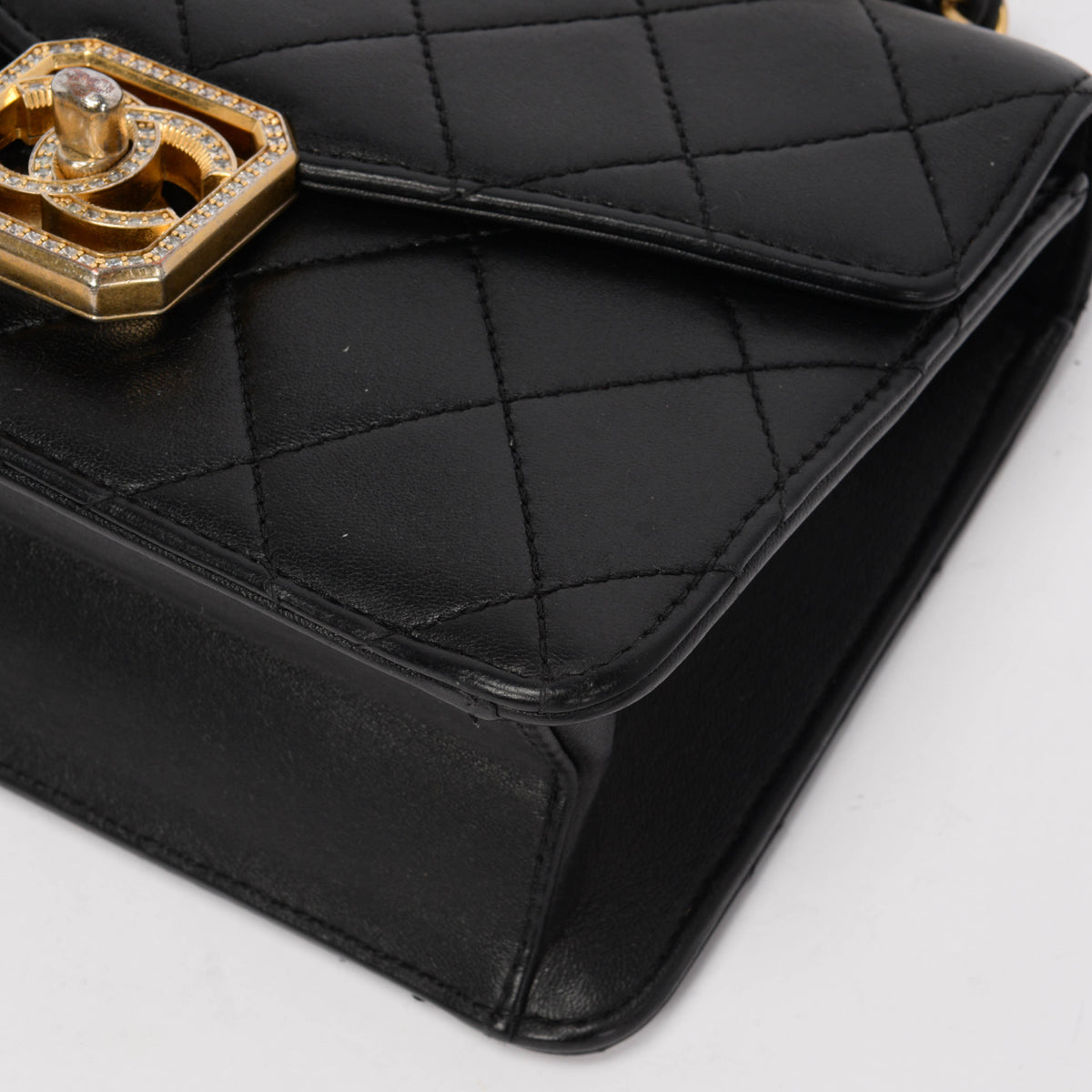 Chanel Black Quilted Lambskin Geometric CC Frame Flap Bag