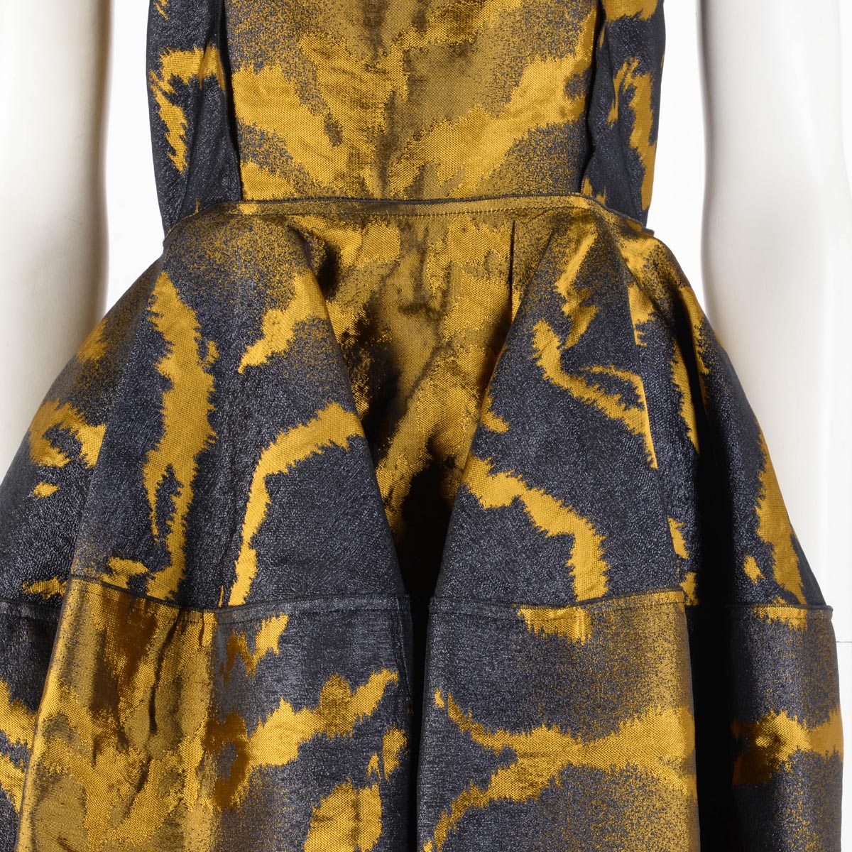 Lanvin Gold Jacquard Cocktail Dress FR 36