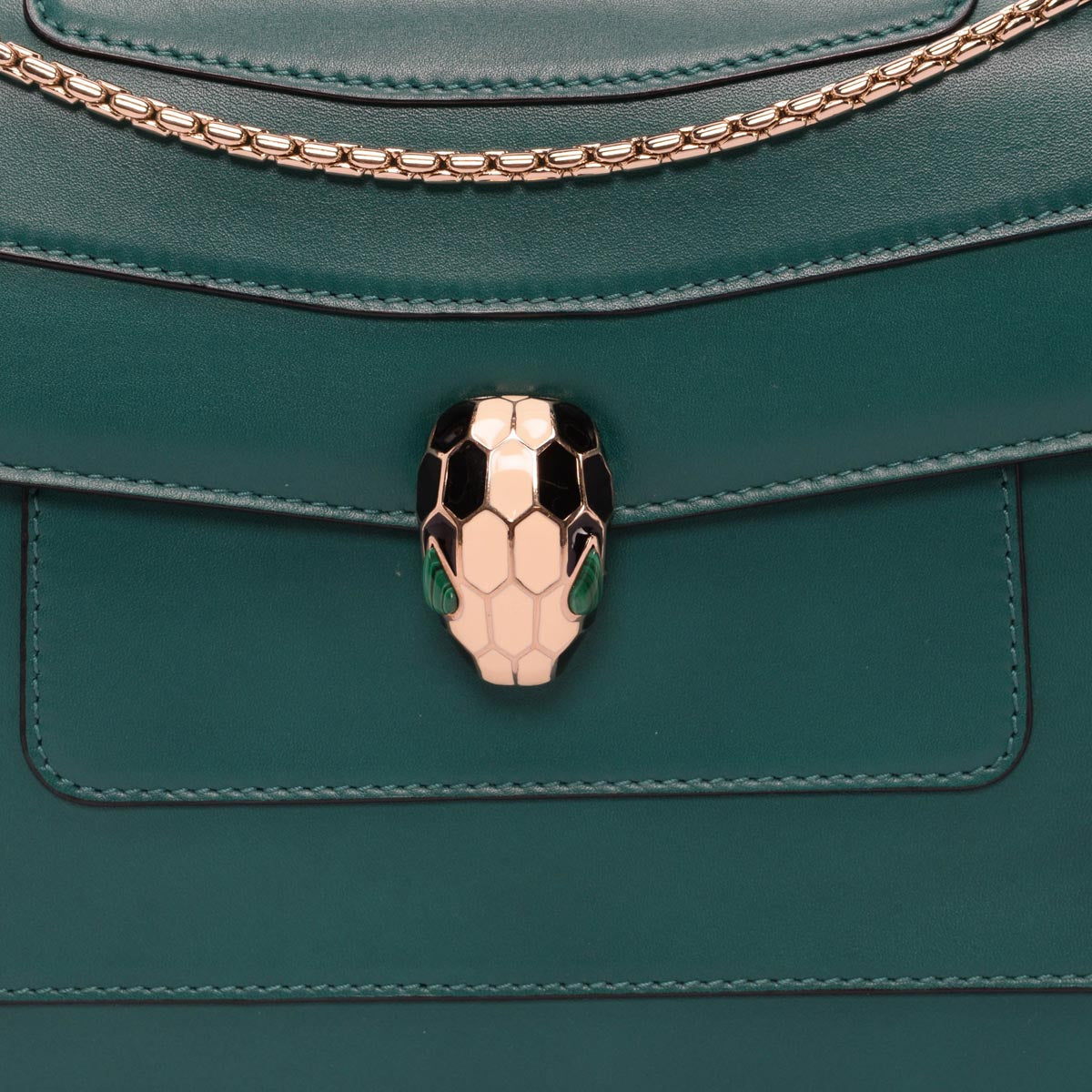 Bulgari Emerald Calfskin Medium Serpenti Forever Bag