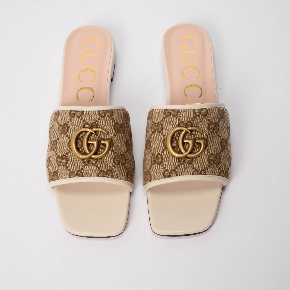 Gucci Beige GG Canvas Marmont Flats 40