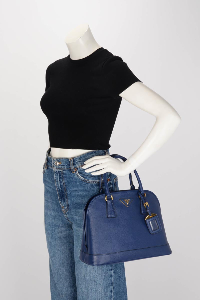 Prada Bluette Saffiano Small Promenade Tote