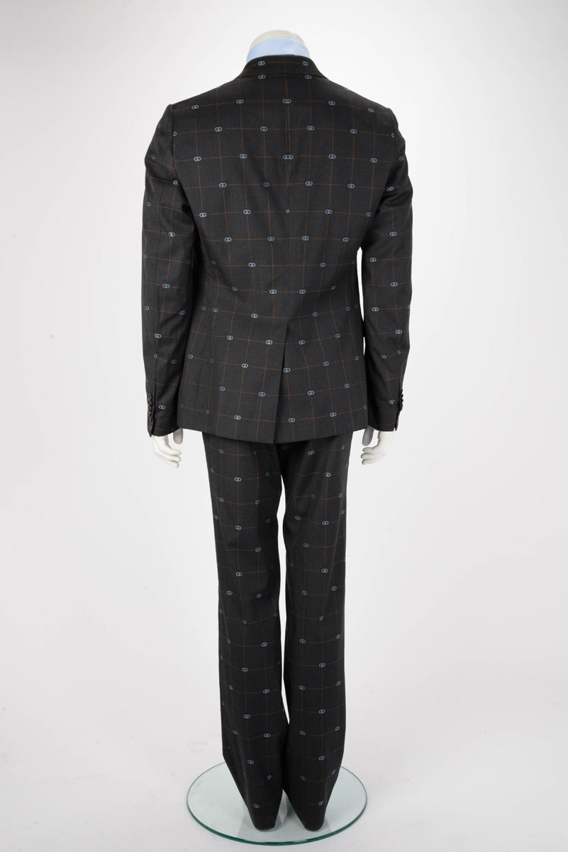 Gucci Charcoal Wool GG Check Straight Fit S.B. Suit IT 50