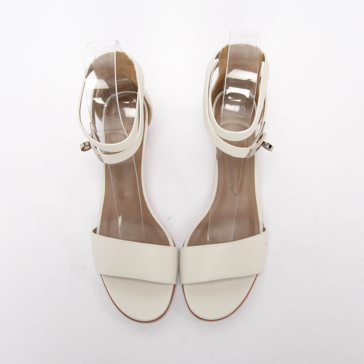 Hermes White Calfskin Manege Sandals 38