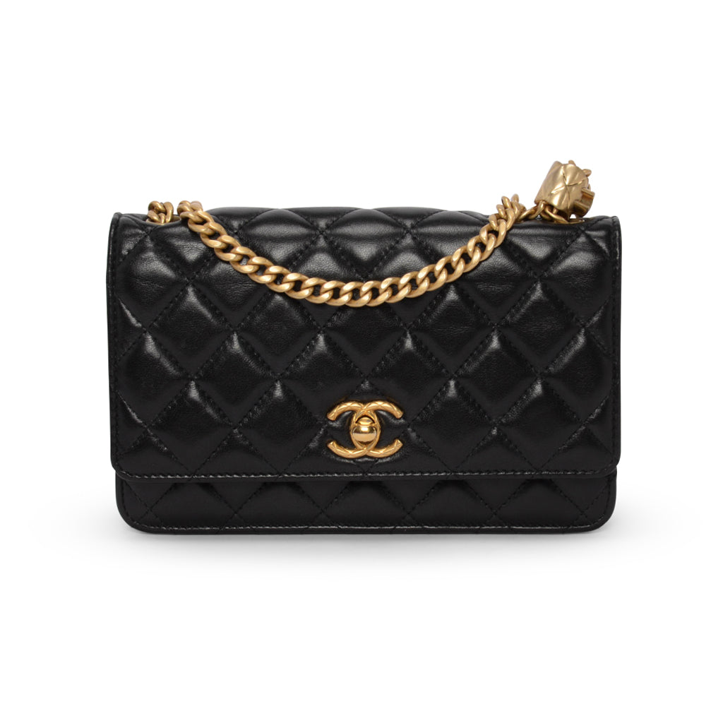 Chanel Black Quilted Lambskin Pillow Crush Wallet On Chain