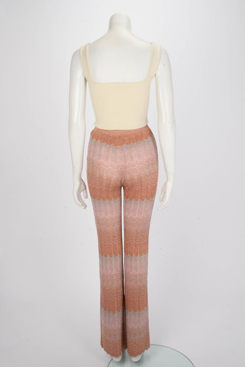 Missoni Orange Lurex Waves Chevron Trousers IT 38