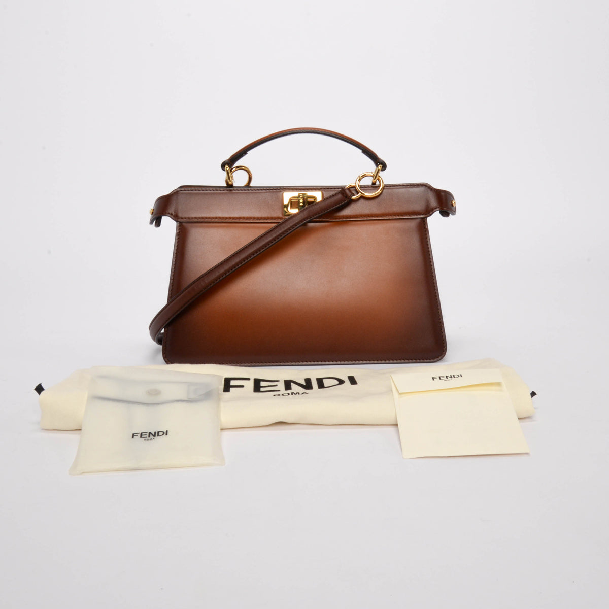 Fendi Brown Ombre Shiny Nappa Peekaboo ISeeU East-West Bag