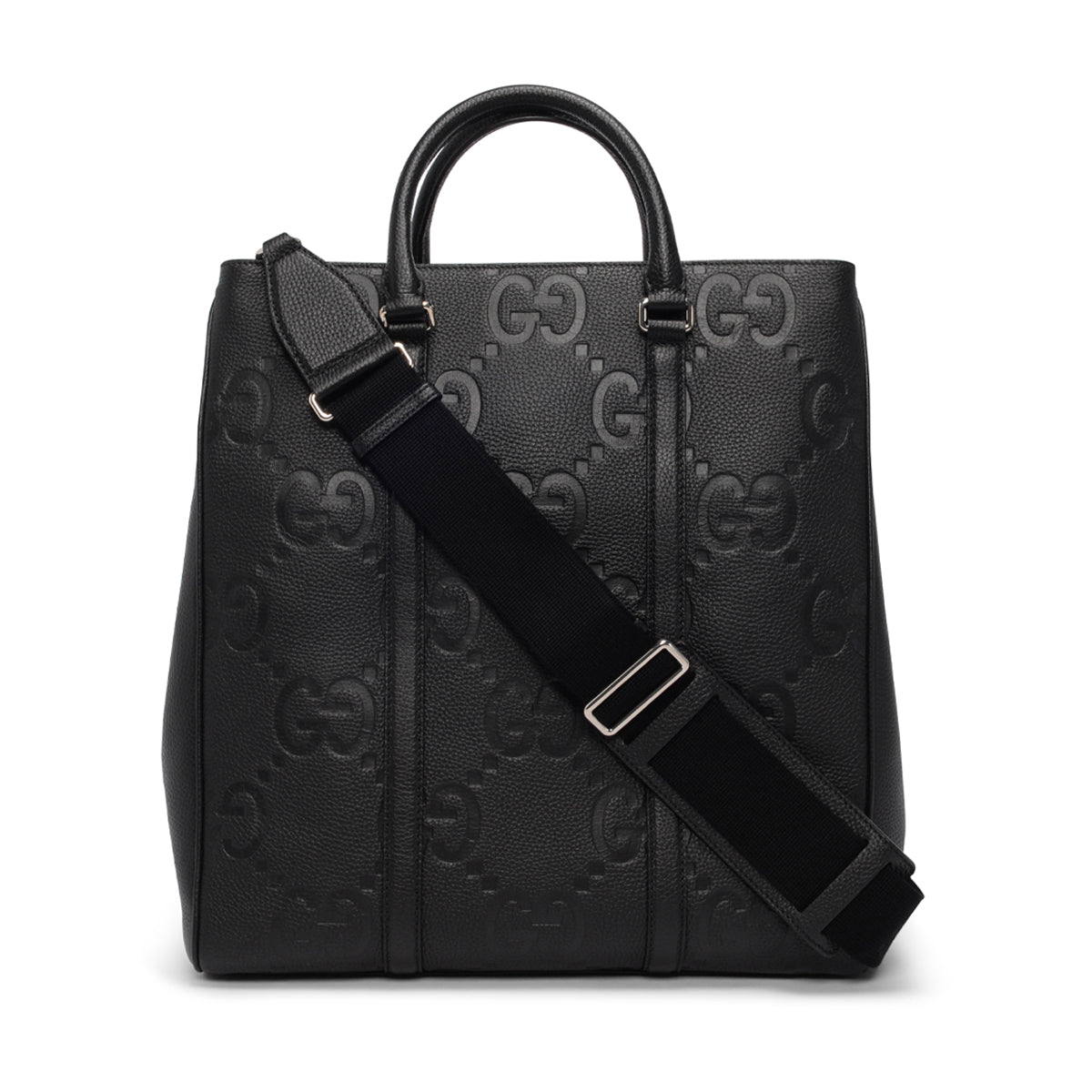 Gucci Black Calfskin Jumbo GG Medium Tote