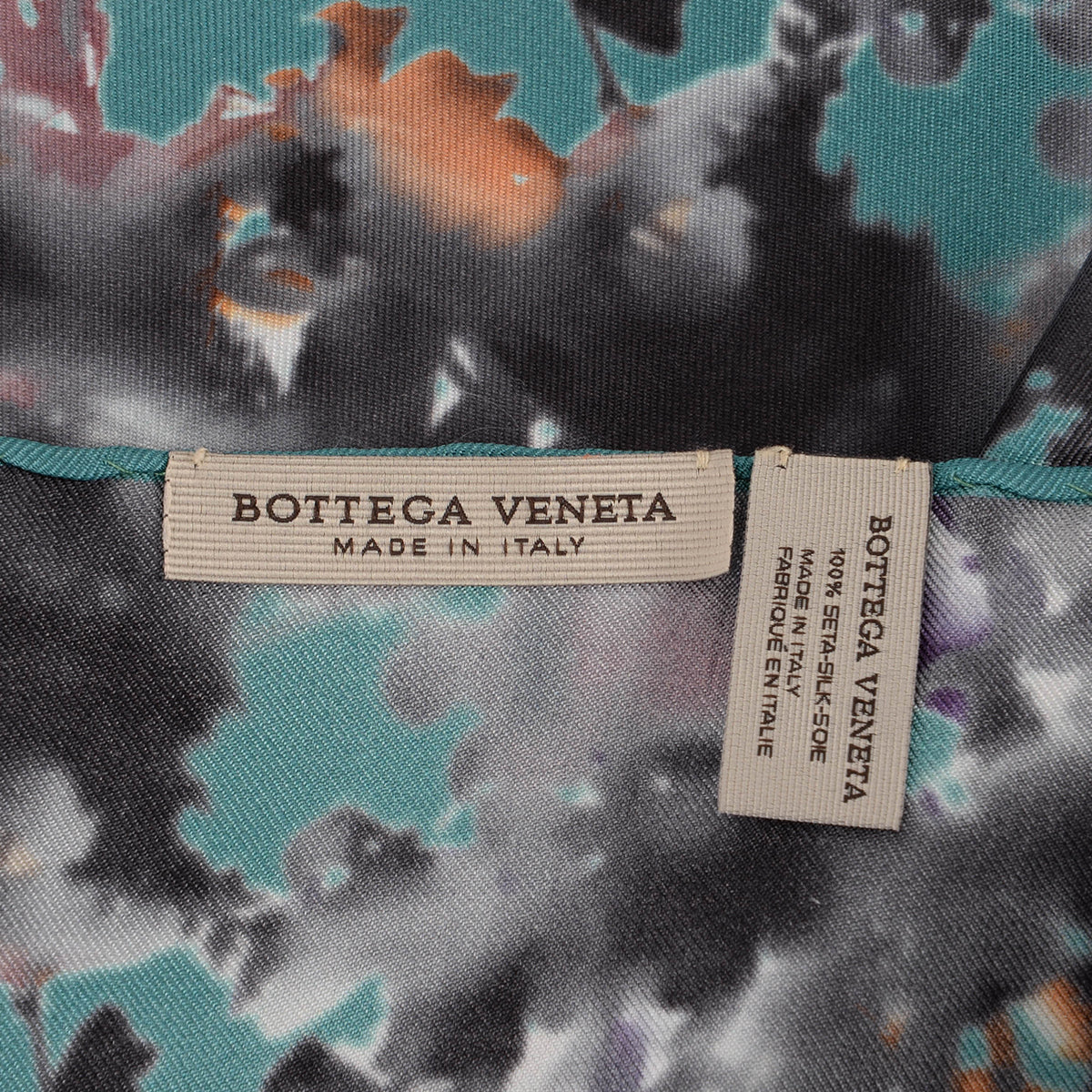Bottega Veneta Turquoise Silk Digital Floral Print Scarf
